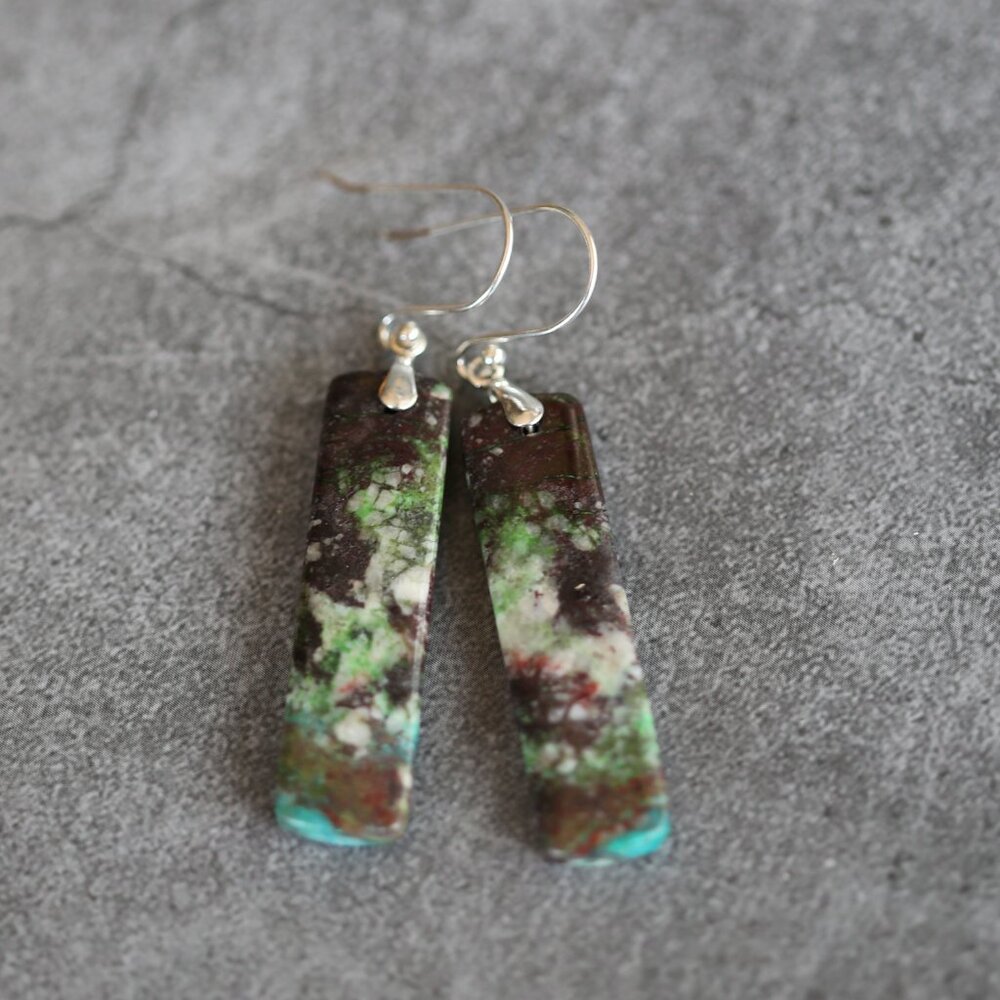 Adorn by Monene Parrot Wing Chrysocolla and Sterling Earrings